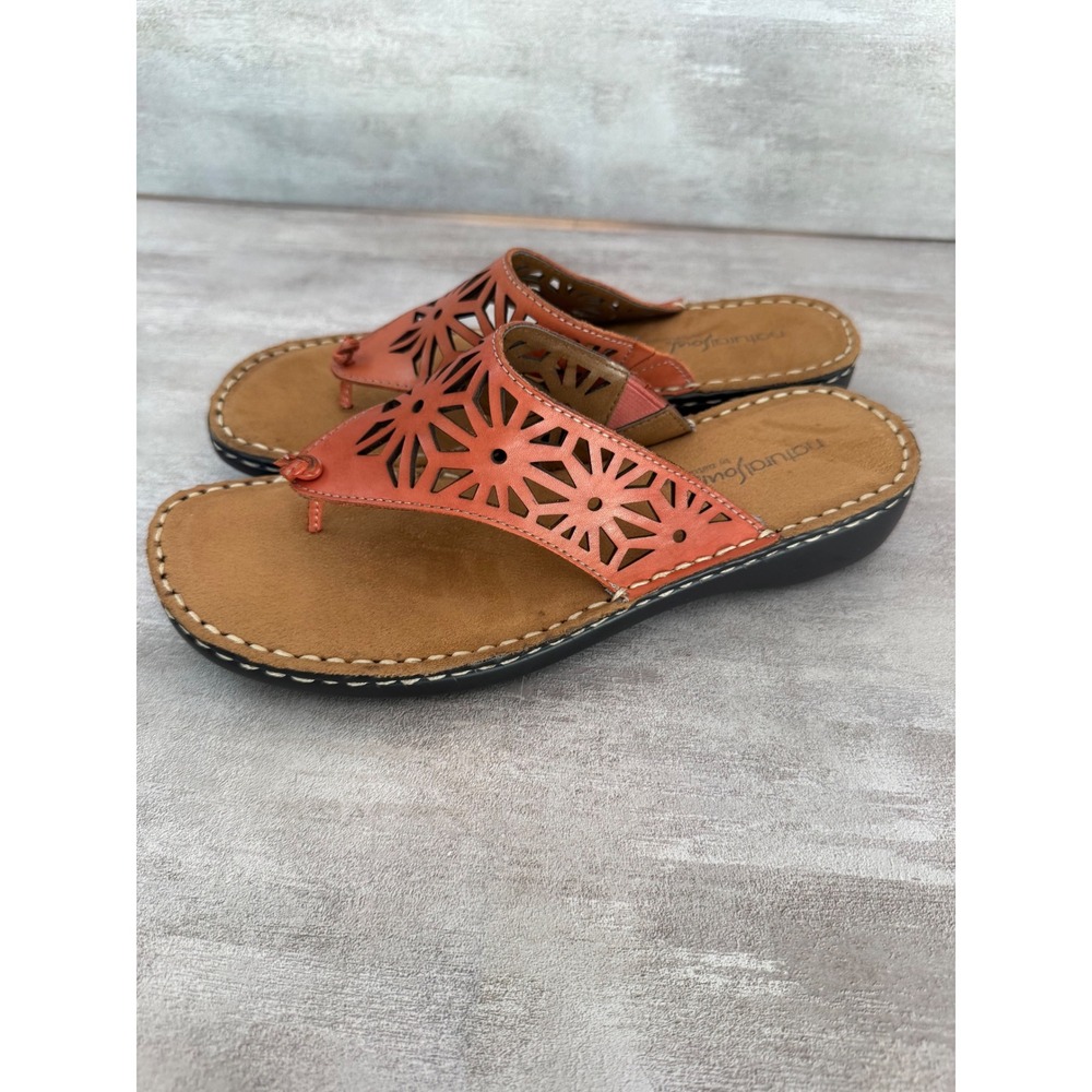 Natural Soul Women's Sandals Thong Coral Leather Cutout Comfort‎ Casual Shoes